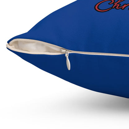 Blk Santa- Polyester Square Pillow (Dk Blue)