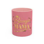 Bougie Mama Coffee Mug – Pink Accent 11/15oz, Gold Script Mom Gift