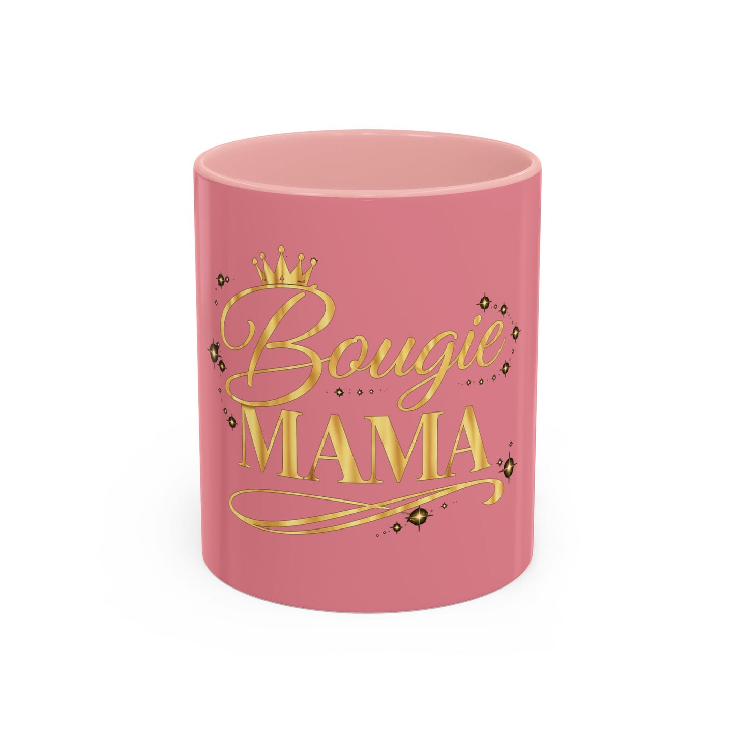 Bougie Mama Coffee Mug – Pink Accent 11/15oz, Gold Script Mom Gift
