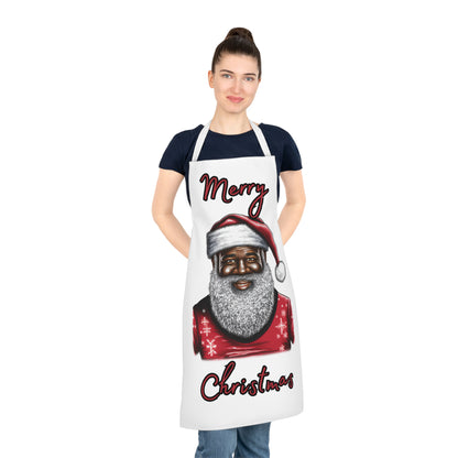 Black Santa-Adult Apron (AOP) (White)