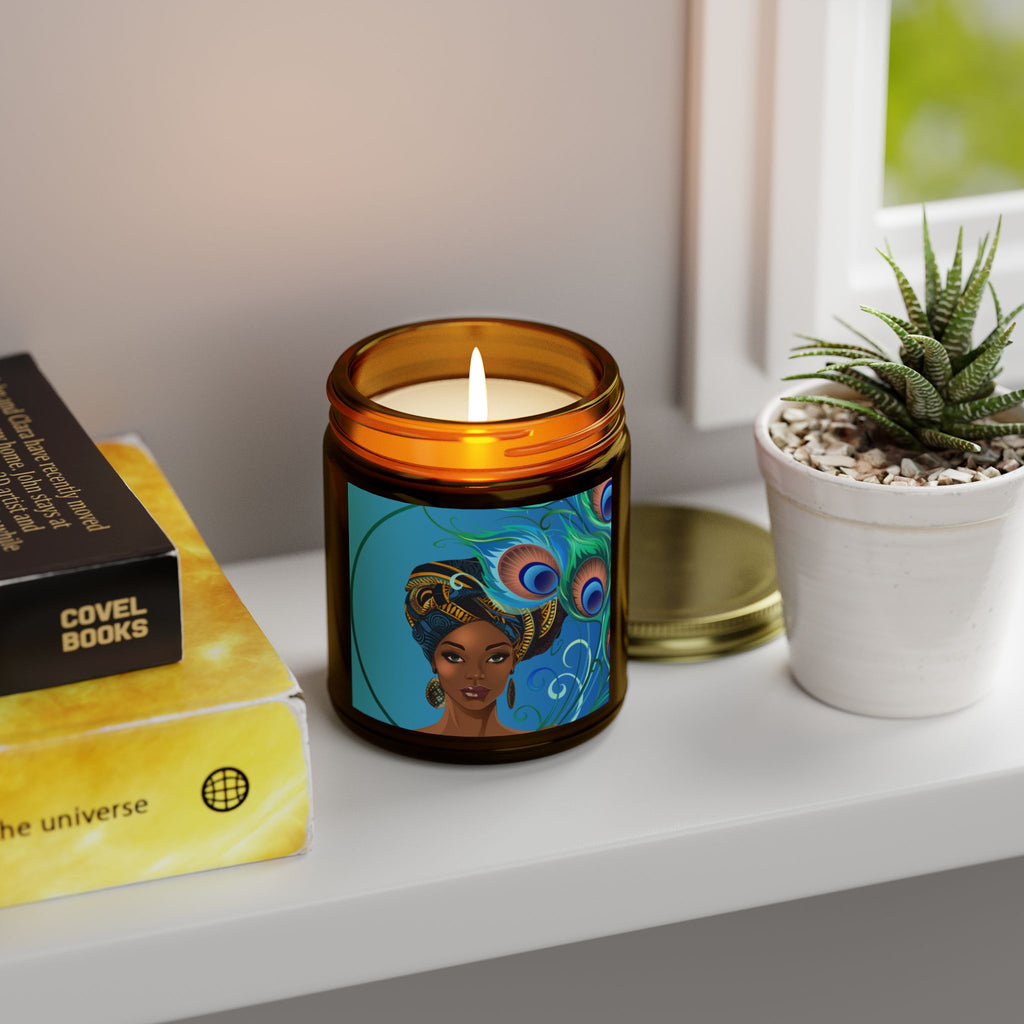 Peacock-Scented Candles, Coconut Apricot Wax (4oz, 9oz)