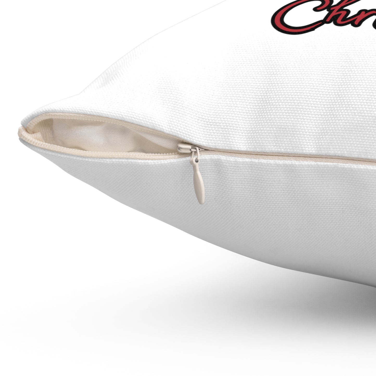 Black Santa-Spun Polyester Square Pillow (White)