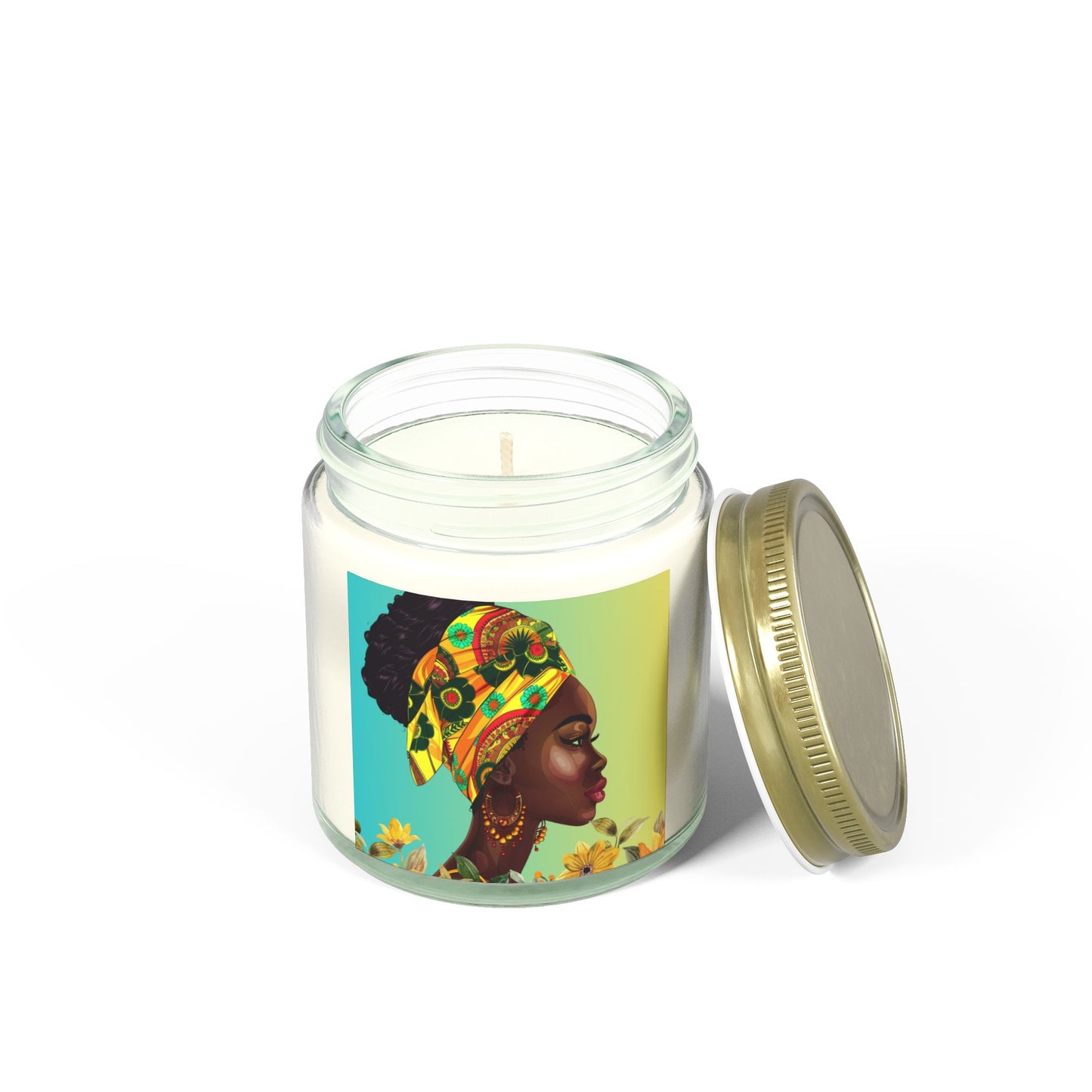 Yellow Flower-Scented Candles, Coconut Apricot Wax (4oz, 9oz)