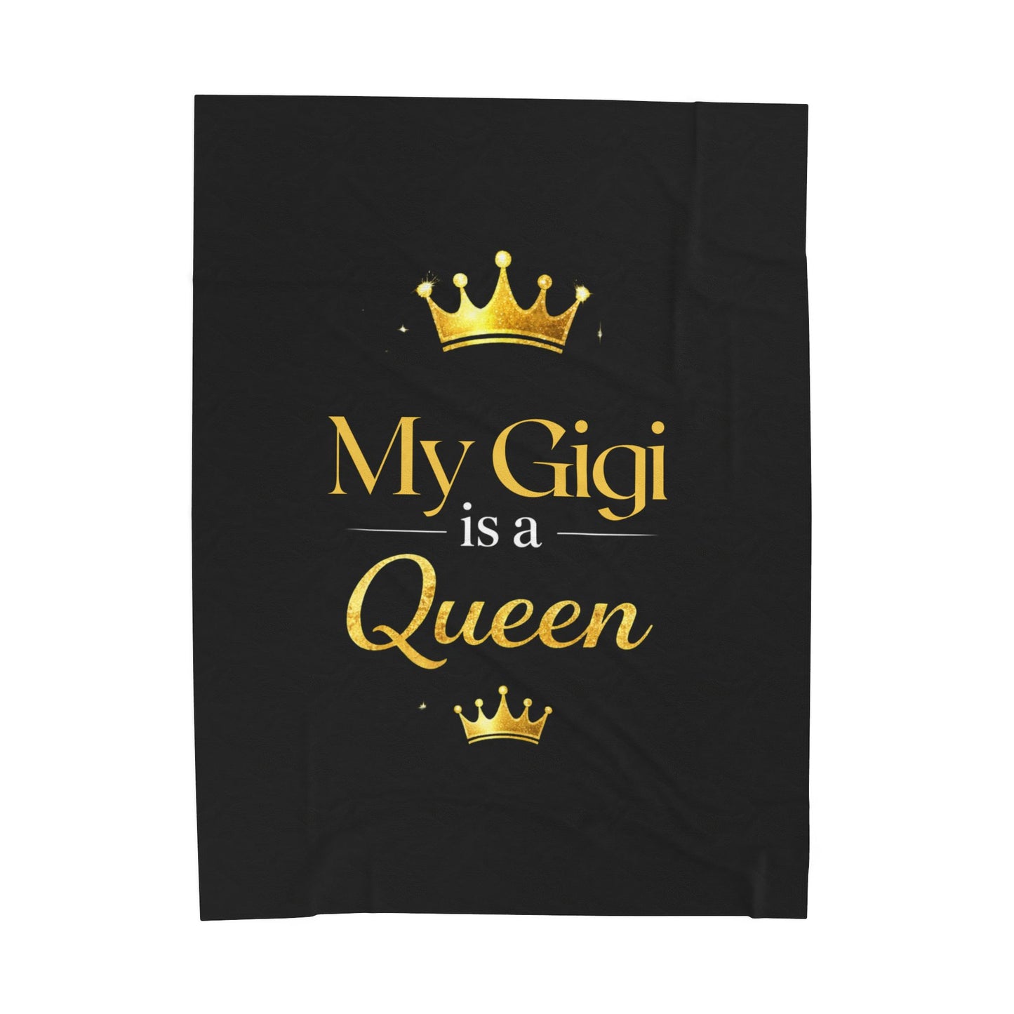 My Gigi Is a Queen Velveteen Plush Blanket (Black) — Gift for Grandmothers