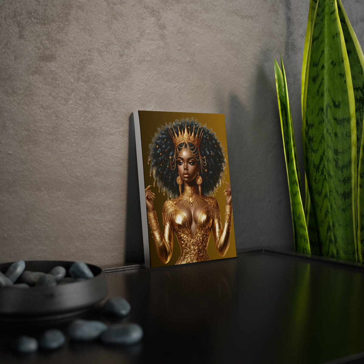Golden Goddess- Canvas Photo Tile - Afrocentric Wall Art for Home Decor