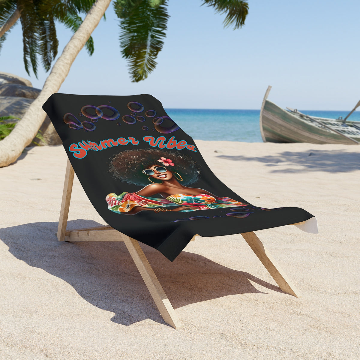 Summer Vibes Beach Towel 1-Black
