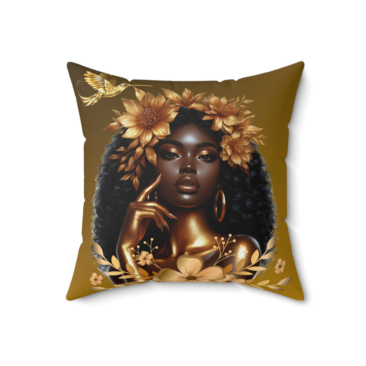 Hummingbird-Spun Polyester Square Pillow