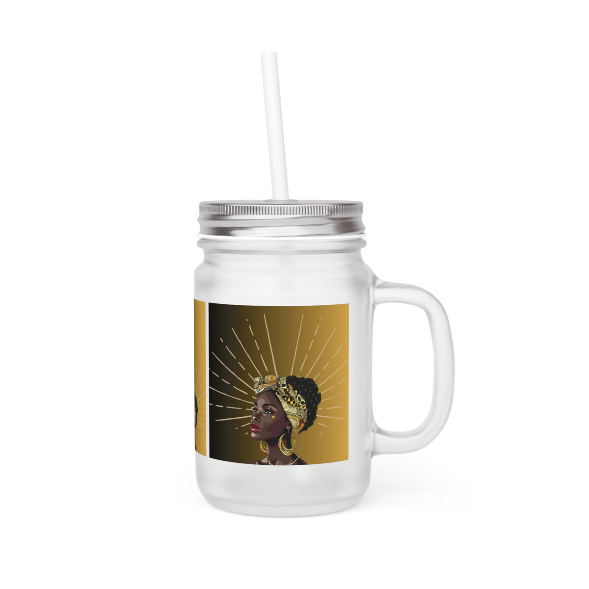 Queen Star Mason Jar With Straw