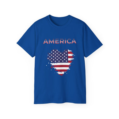 America Flag Heart T-Shirt — Patriotic 4th of July Tee