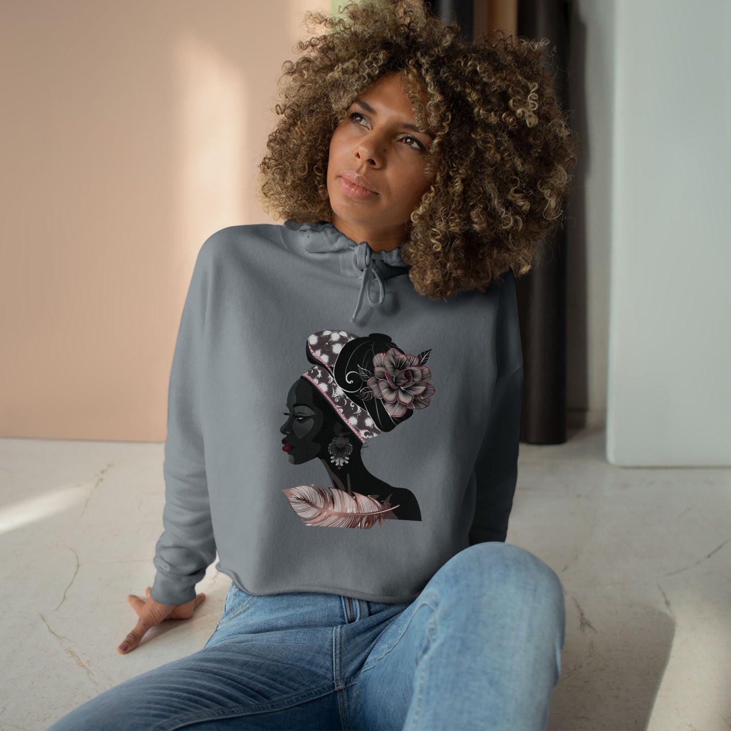 Queen Feather Crop Hoodie