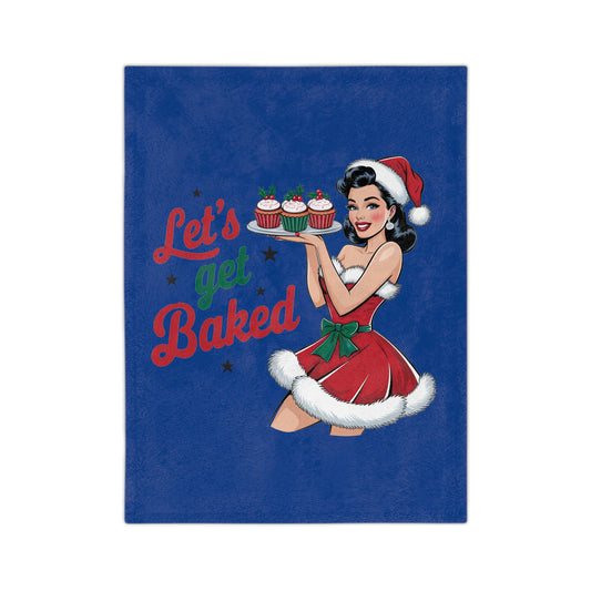 Let's Get Baked-Velveteen Microfiber Blanket (Dk Blue)