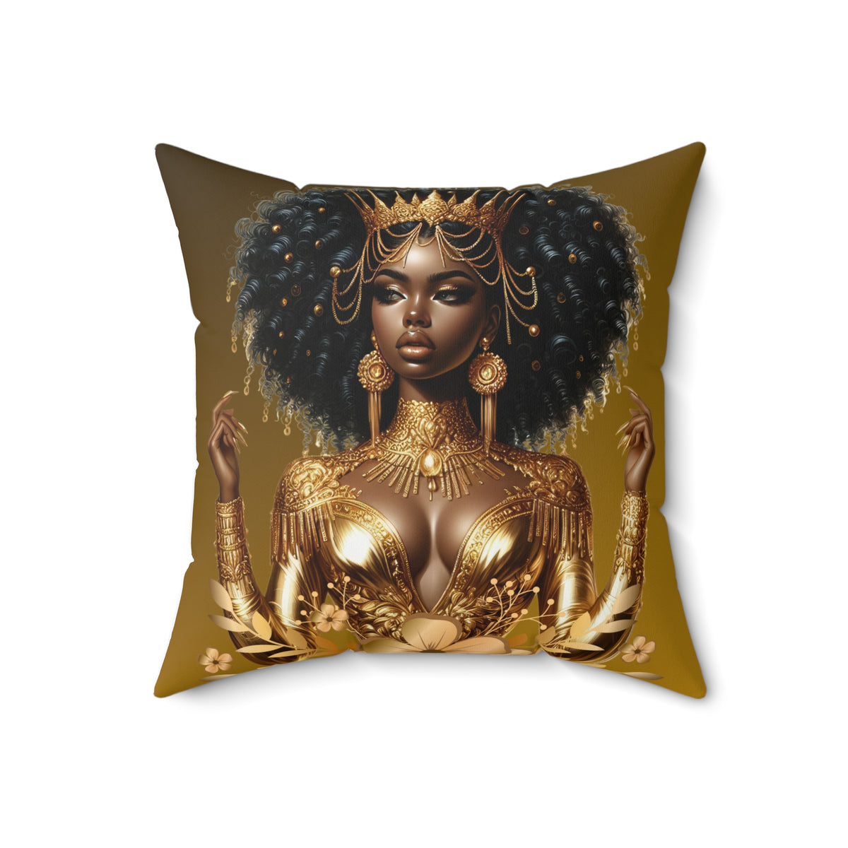 Golden Goddess-Spun Polyester Square Pillow