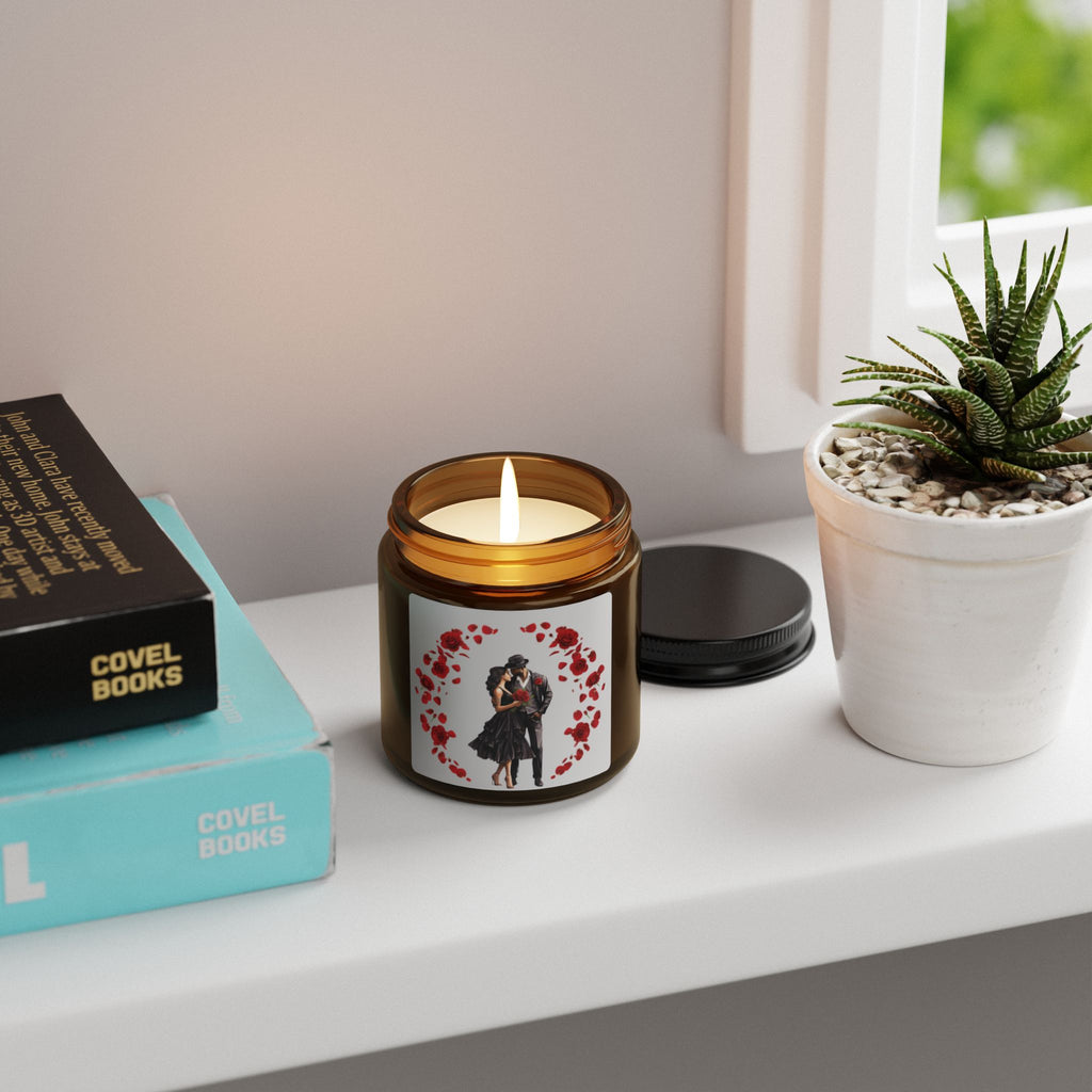 Roses-Scented Soy Candle (Multi-Size, Amber Jar)