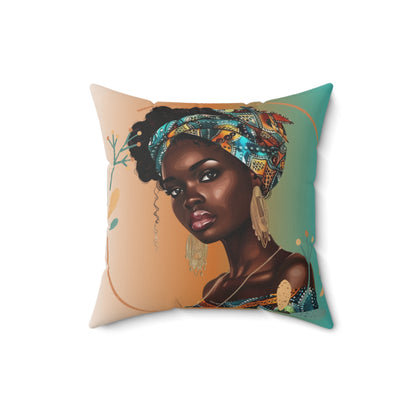 Teal-Spun Polyester Square Pillow