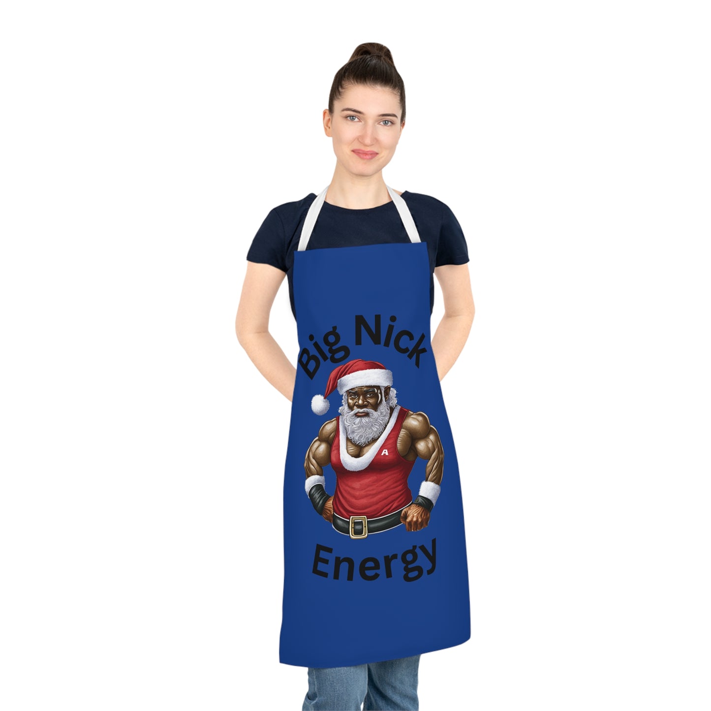 Black Santa-Adult Apron (AOP) (Dk Blue)