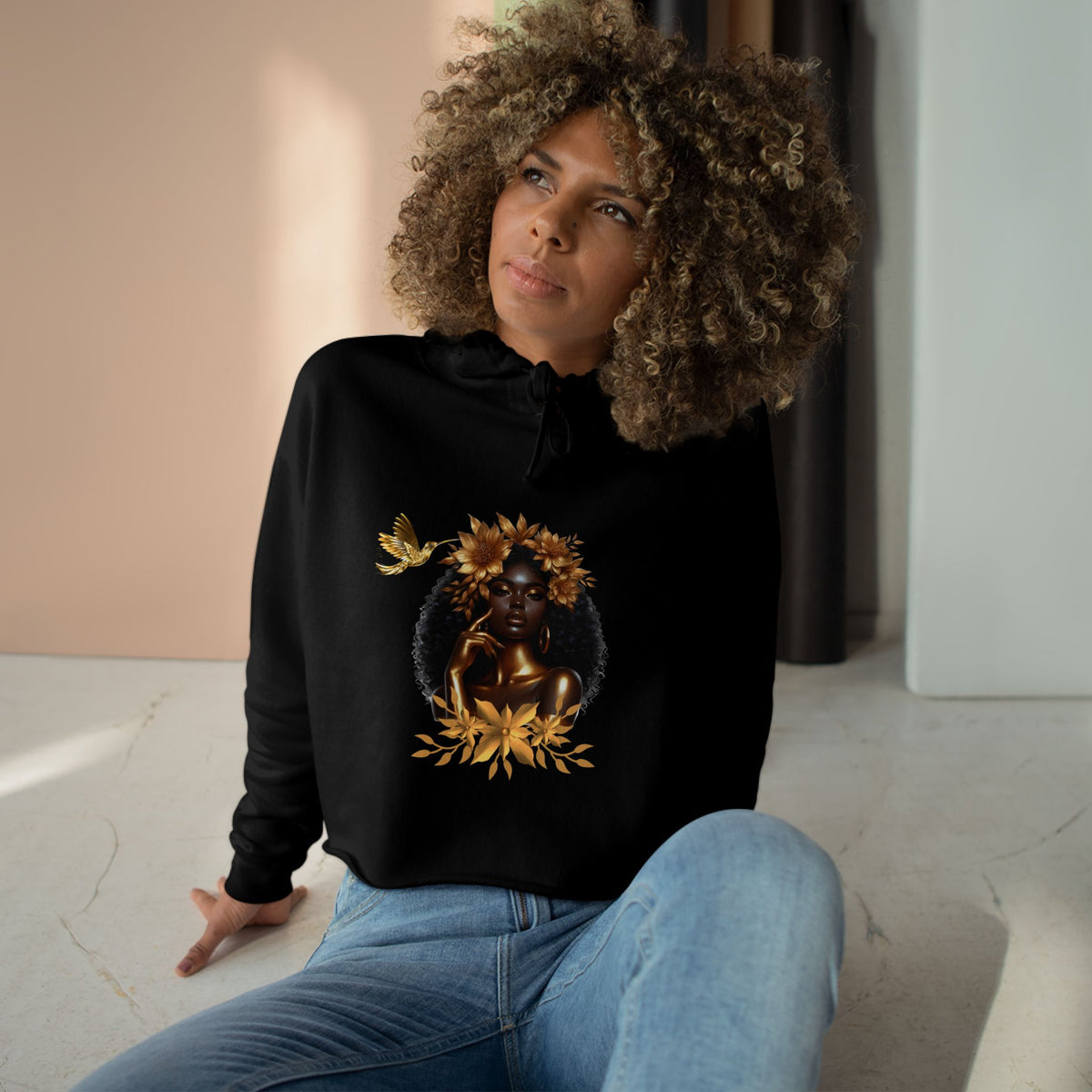 Queen Hummingbird Crop Hoodie