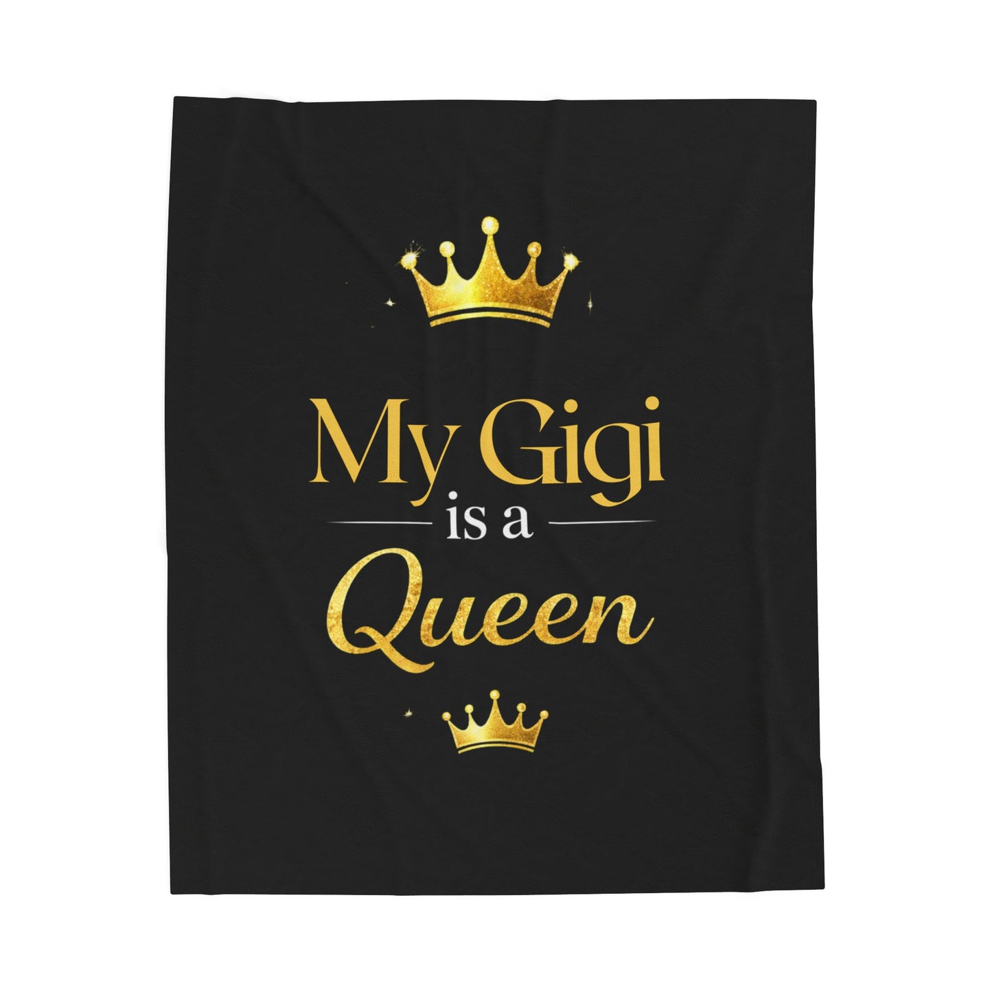 My Gigi Is a Queen Velveteen Plush Blanket (Black) — Gift for Grandmothers