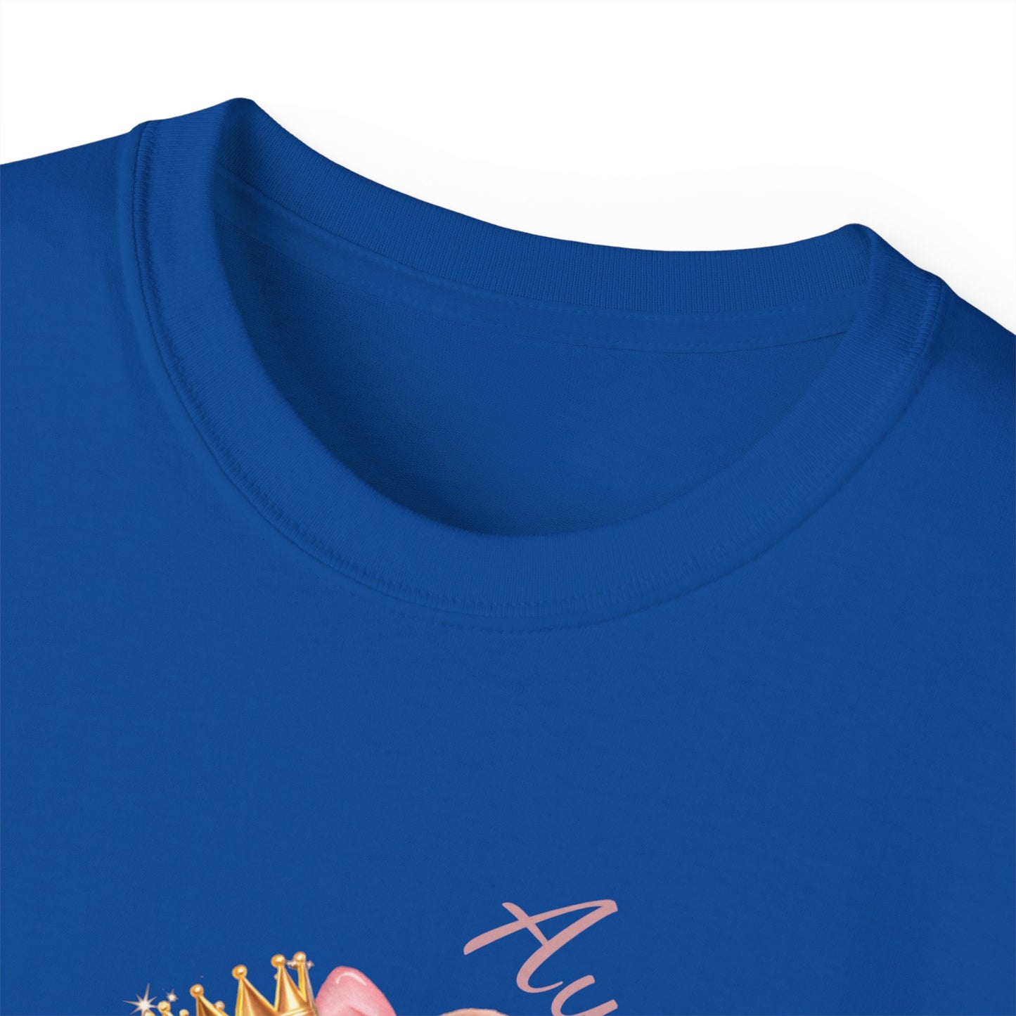 “Auntie Is a Queen” Cotton Tee — Cute Pink Crowned Bear Gift