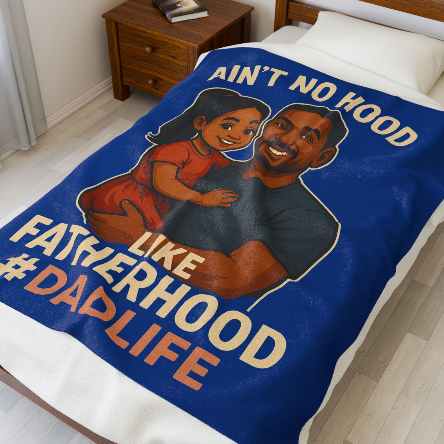 Fatherhood-Hispanic-Dk Blue Plush Blanket
