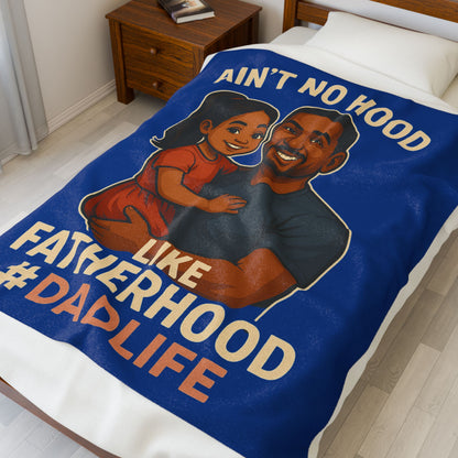 Fatherhood-Hispanic-Dk Blue Plush Blanket