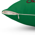 Black Santa-Spun Polyester Square Pillow (Dk Green)