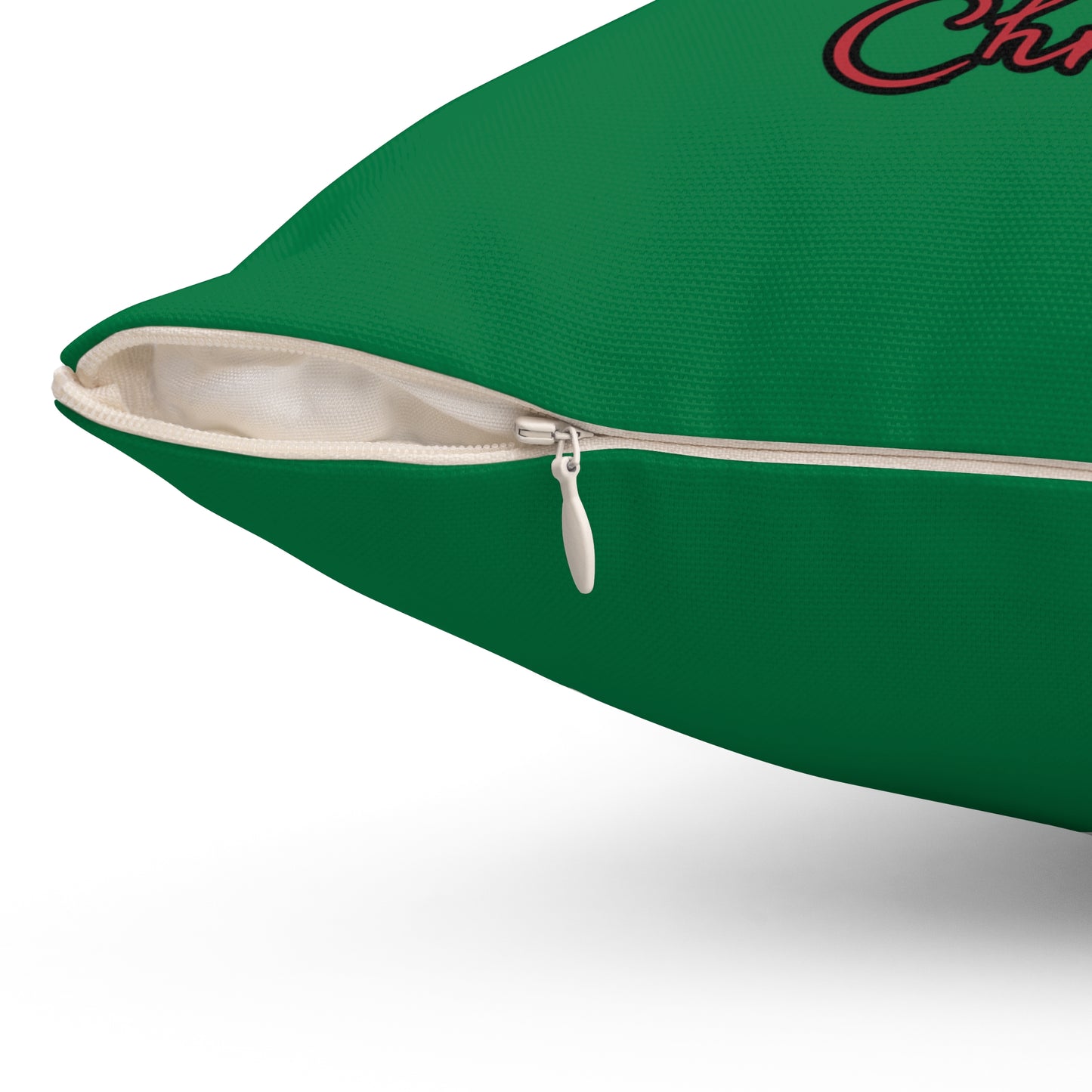 Black Santa-Spun Polyester Square Pillow (Dk Green)