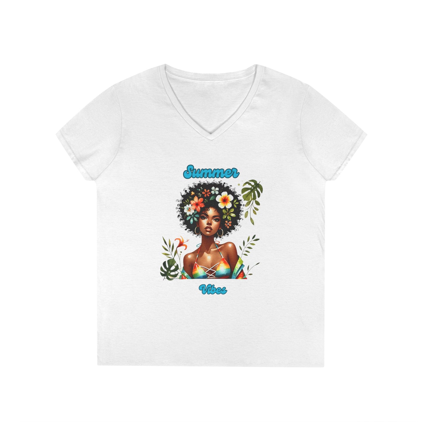 Summer Vibes Floral V-Neck T-Shirt