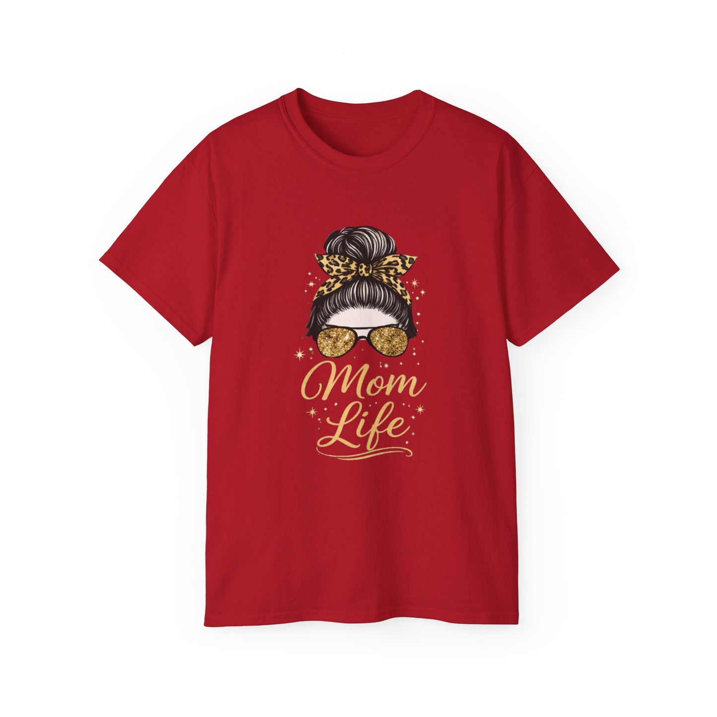 Mom Life Tee — Leopard Bun Graphic Cotton T‑Shirt