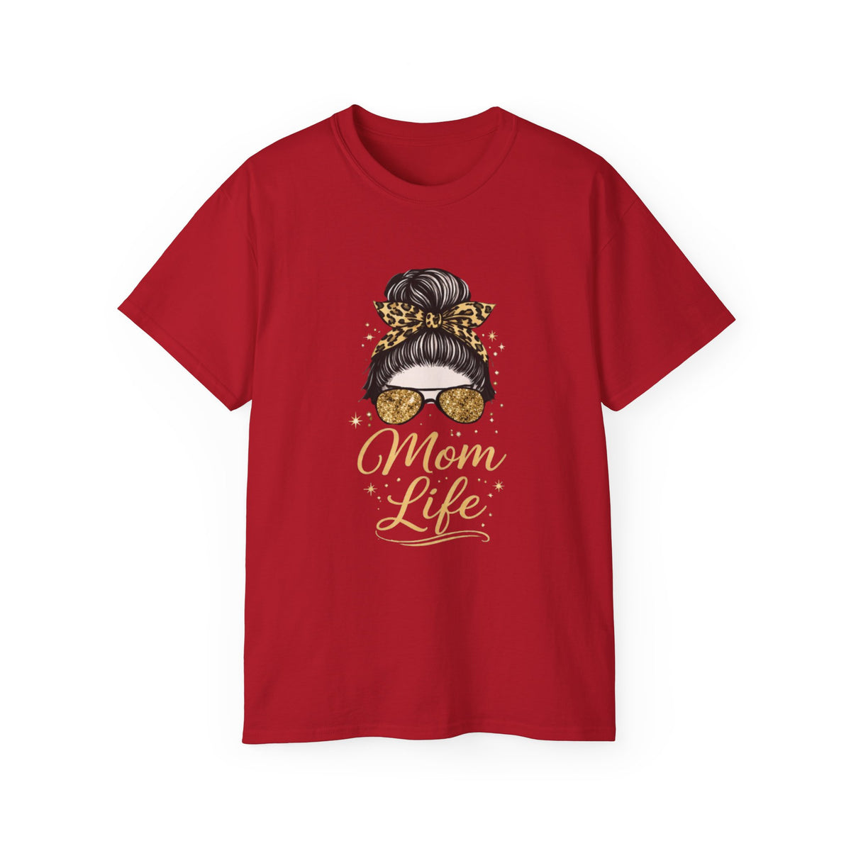 Mom Life Tee — Leopard Bun Graphic Cotton T‑Shirt