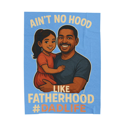 Fatherhood-Hispanic-Lt Blue Velveteen Plush Blanket