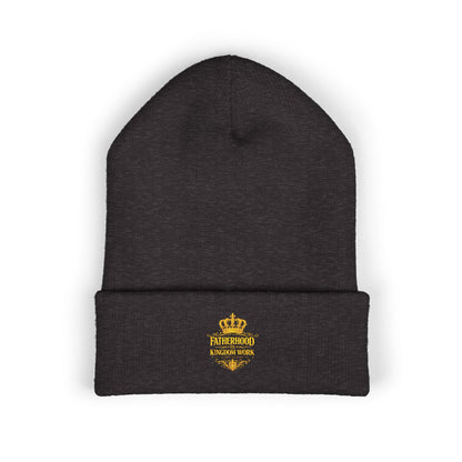 Gold Crown Embroidered Cuffed Beanie – Classic Knit Winter Hat