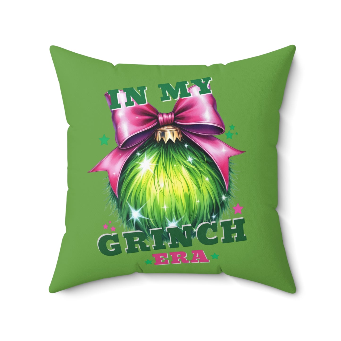In My Grinch Era-Spun Polyester Square Pillow (Lt Green)