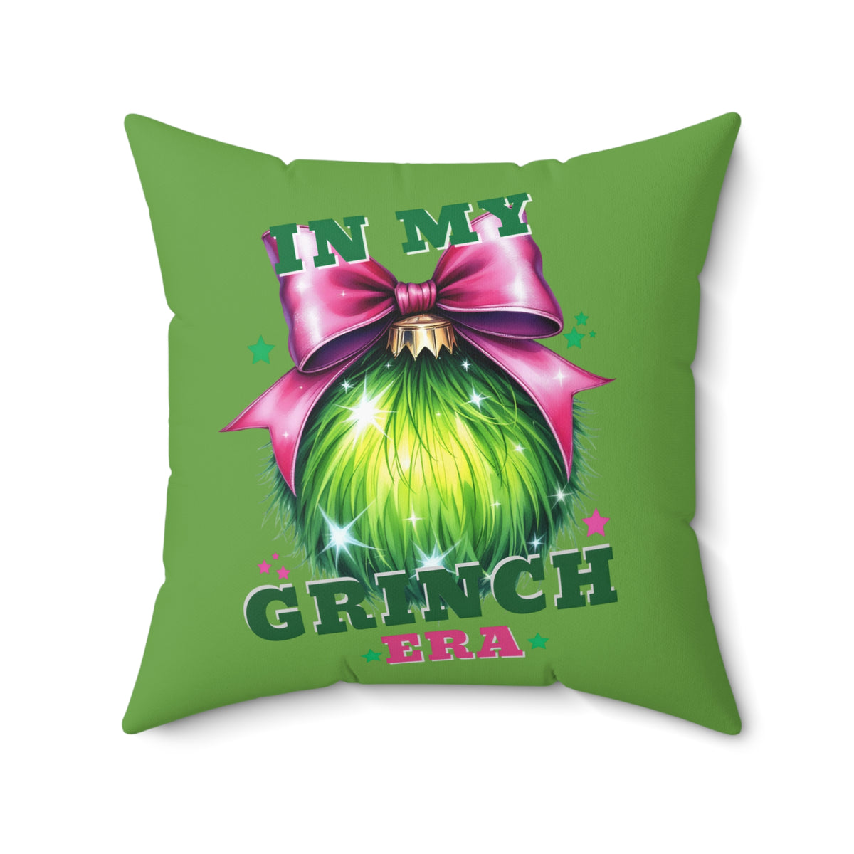 In My Grinch Era-Spun Polyester Square Pillow (Lt Green)