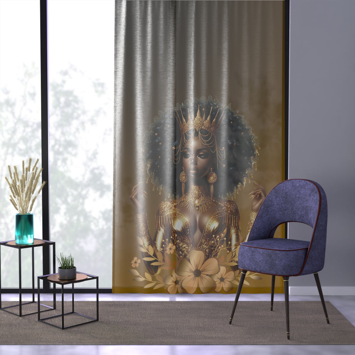 Golden Goddess Elegant Queen Window Curtain