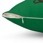 Black Santa-Spun Polyester Square Pillow (Dk Green)