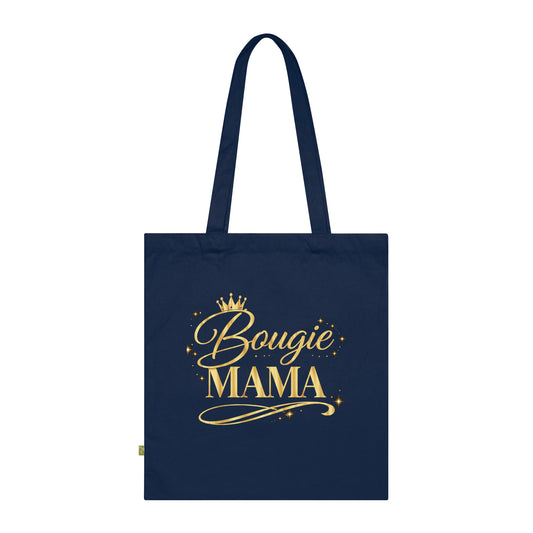 Bougie Mama Tote Bag (French Navy)— Gold Script Organic Cotton Grocery & Gift Tote
