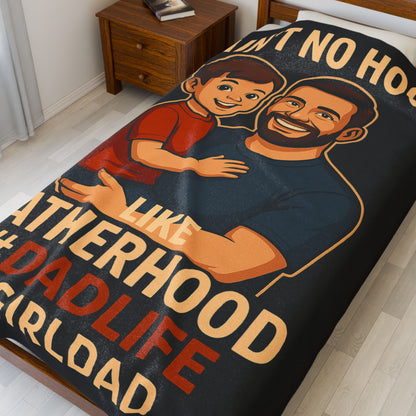 C-Blk Ain't No Hood Like Fatherhood Cozy Dad-Themed Velveteen Plush Blanket