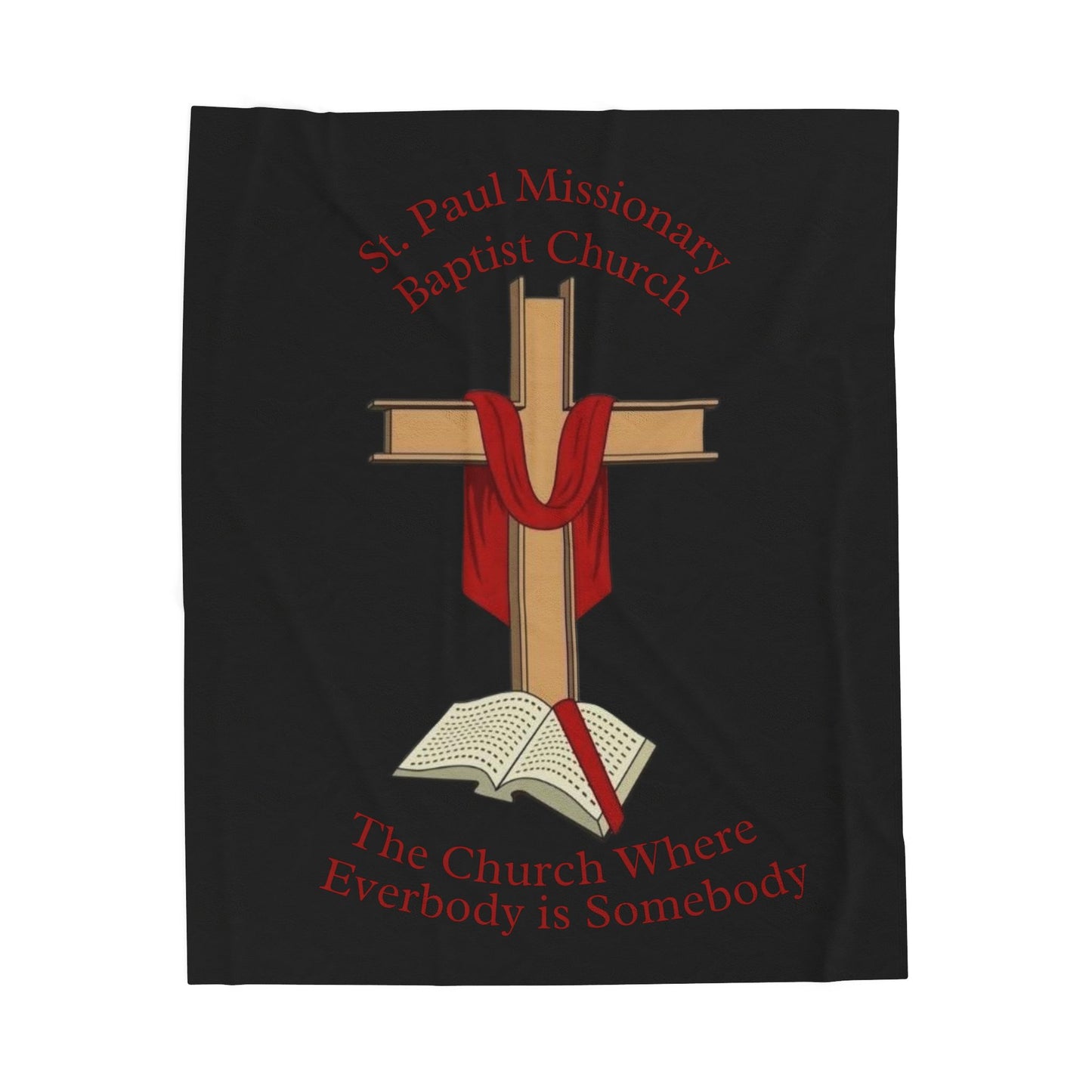 Church Cross Plush Blanket —Black