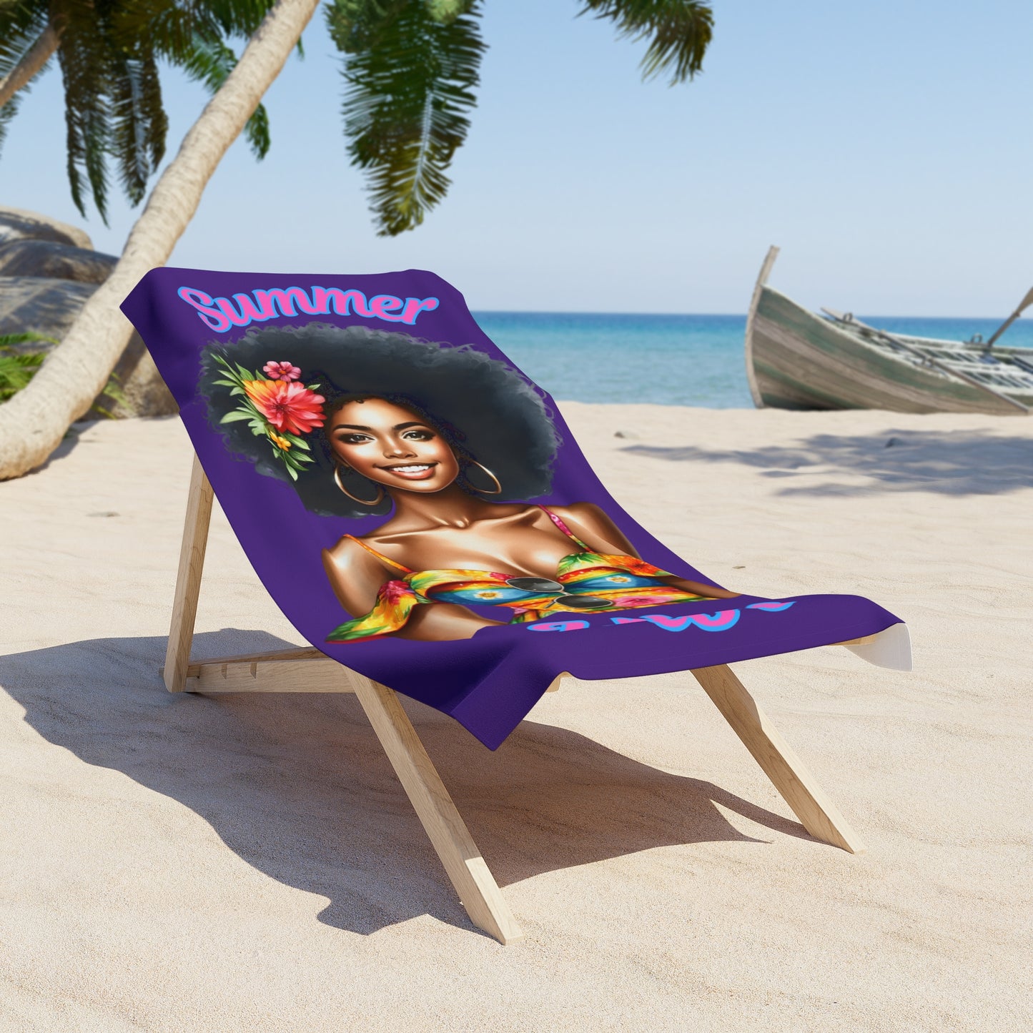Summer Vibes Beach Towel 4-Dk Purple