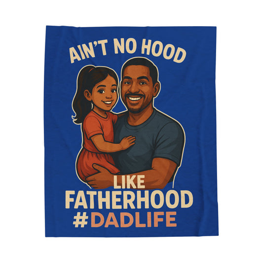 Fatherhood-Hispanic-Dk Blue Plush Blanket