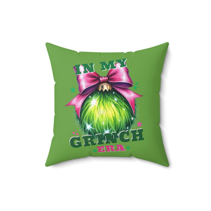 In My Grinch Era-Spun Polyester Square Pillow (Lt Green)