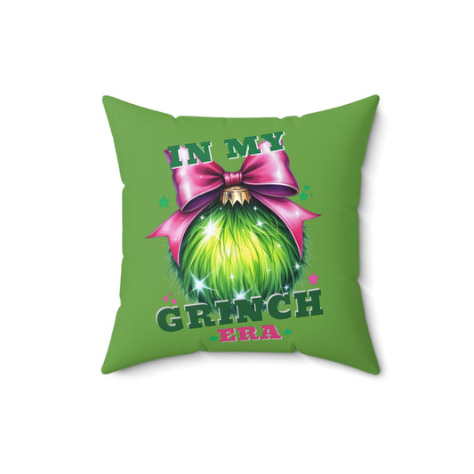 In My Grinch Era-Spun Polyester Square Pillow (Lt Green)