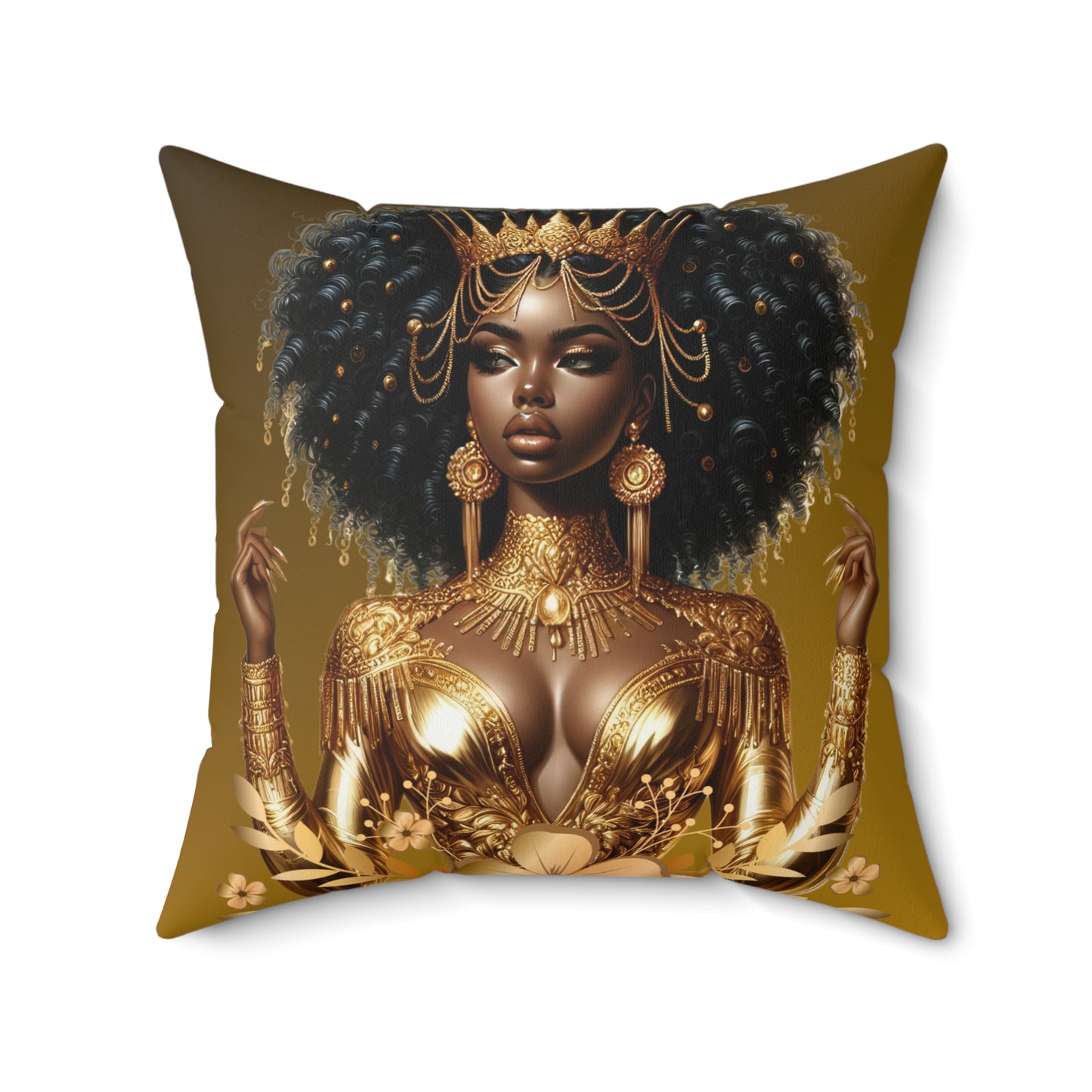 Golden Goddess-Spun Polyester Square Pillow
