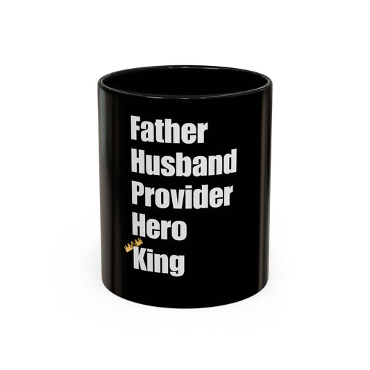 Custom Mug, Gift for Dad, Husband Hero King, Black Coffee Cup