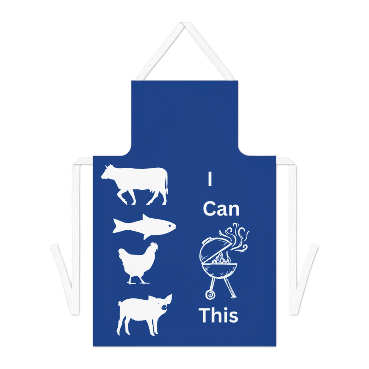 I Can Grill This Apron-Dk Blue-White