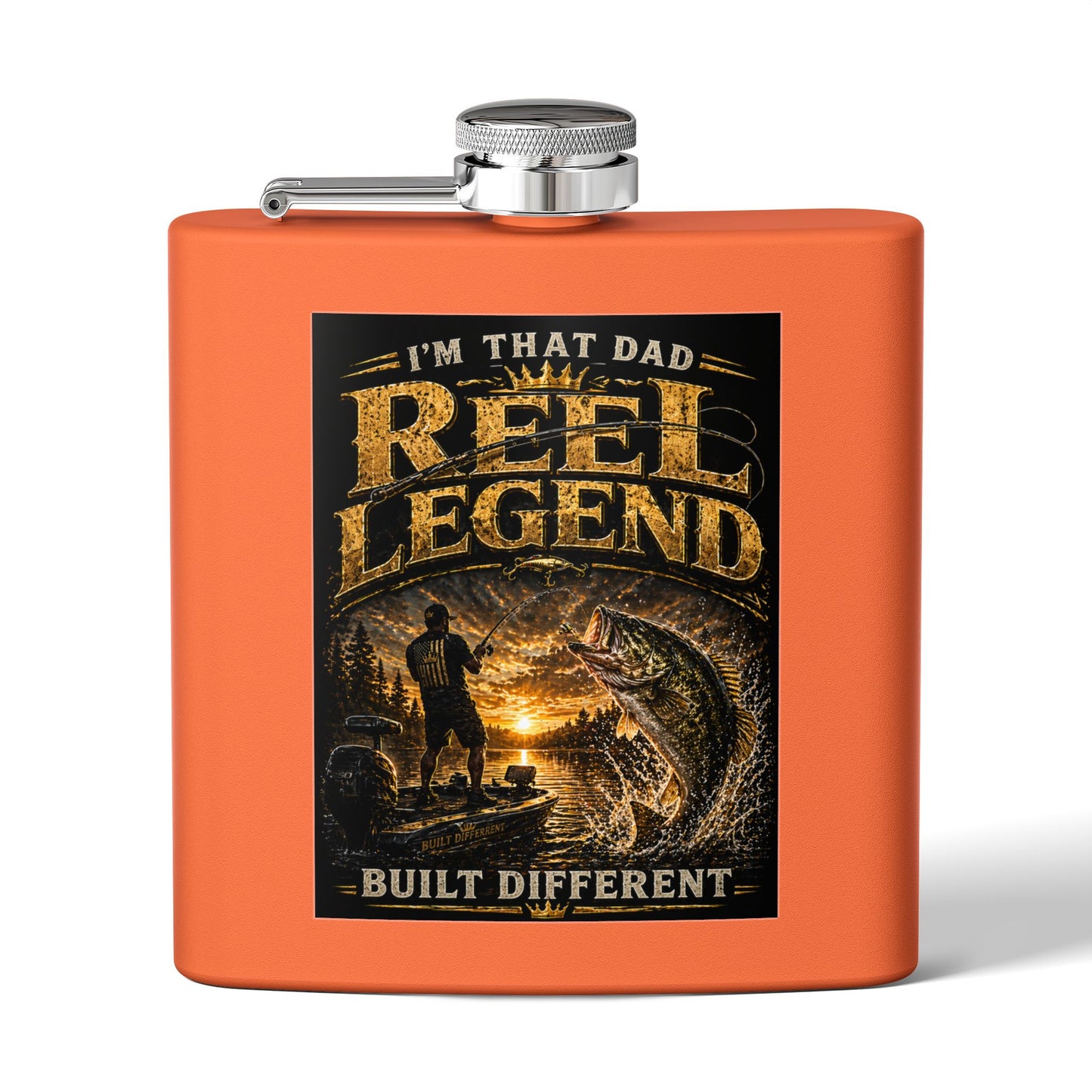 "Reel Legend” 6oz Stainless Steel Hip Flask