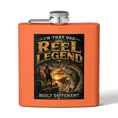 "Reel Legend” 6oz Stainless Steel Hip Flask