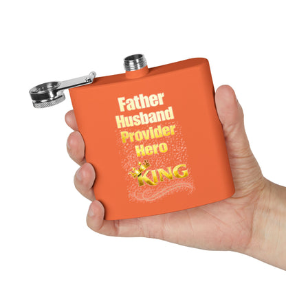 "Father Husband Provider Hero" 6oz Stainless Steel Flask- Gift for Dad