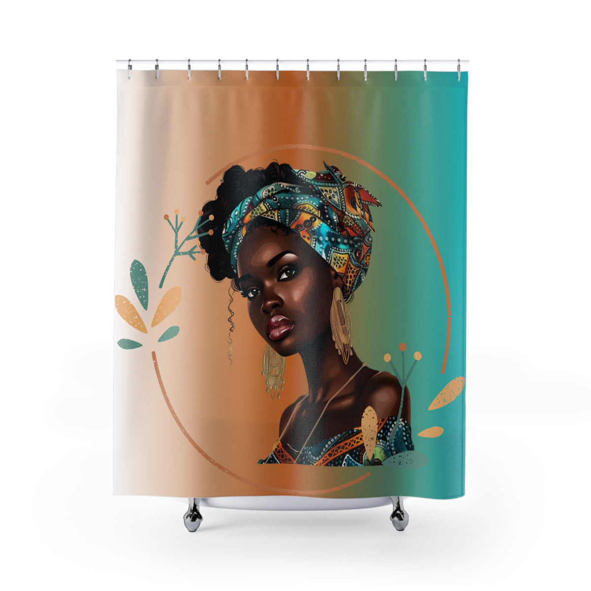 Queen Teal Shower Curtain