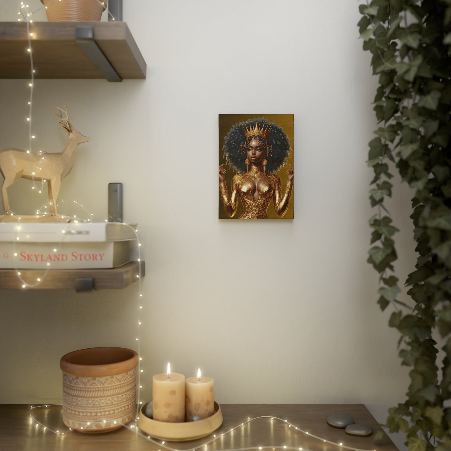 Golden Goddess- Canvas Photo Tile - Afrocentric Wall Art for Home Decor